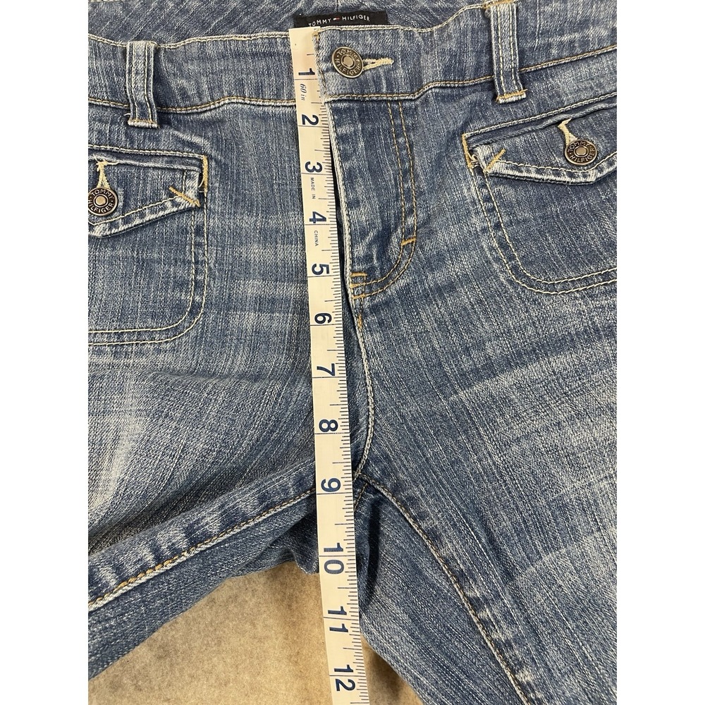 Tommy Hilfiger Denim Capris Size 8 Cuffed Bottom Front Button Pockets - Picture 7 of 10